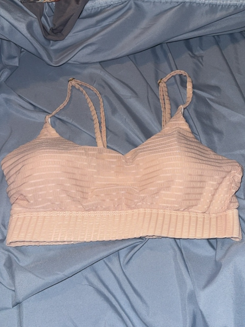 SHEIN Ribbed Bralette Bikini Top - Blush